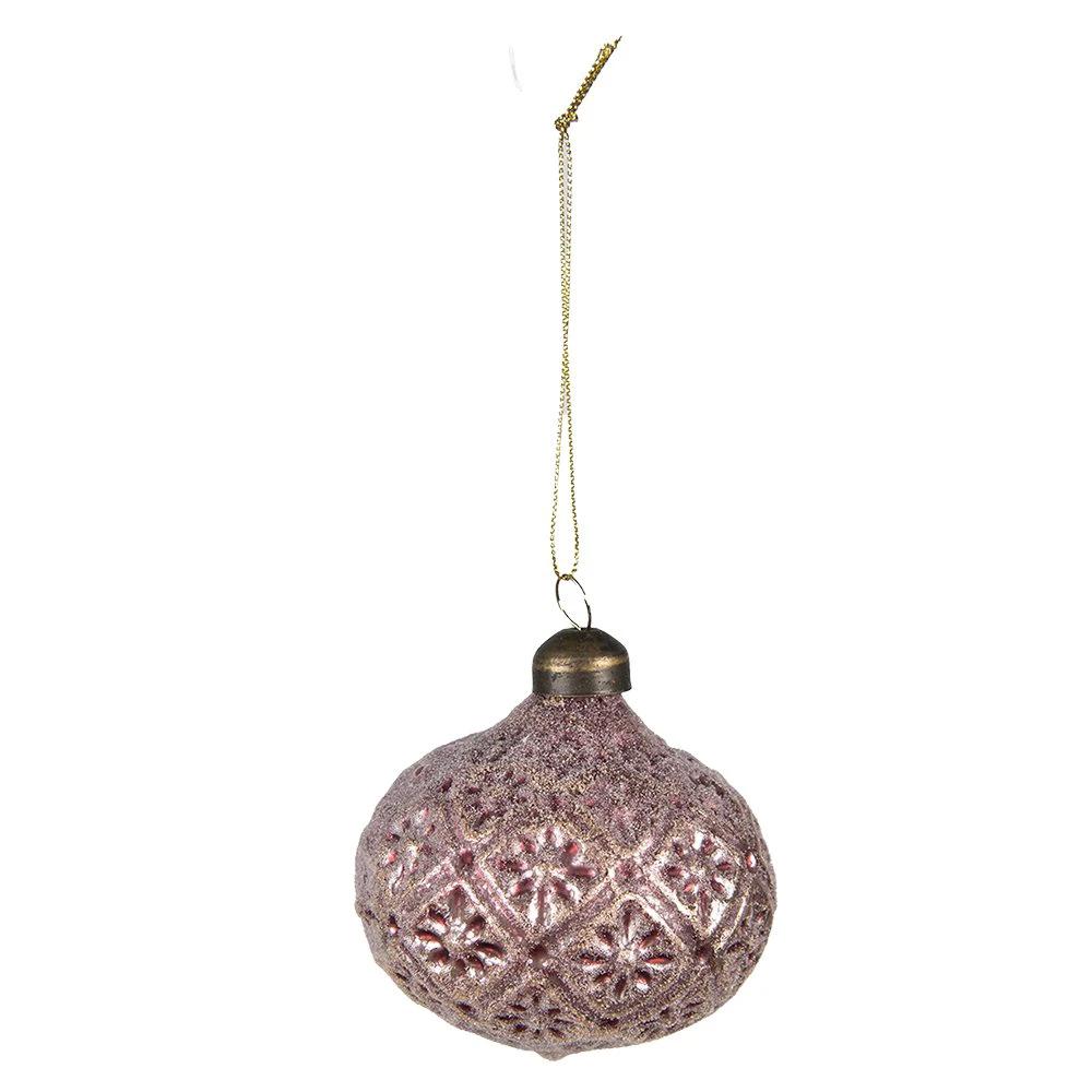 Christmas bauble set of 4 Ø 8 cm red glass Christmas decoration by Clayre & Eef.