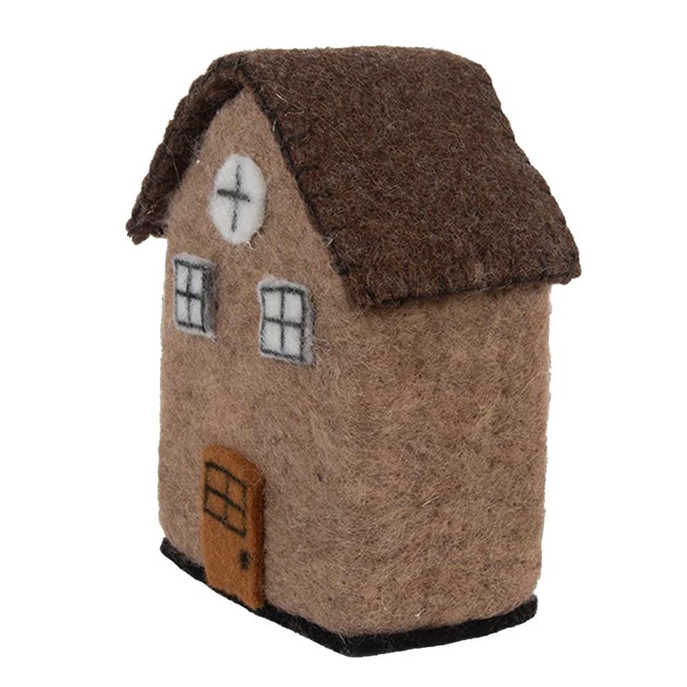 Decoration Image House 12x7x14 cm Brown Felt by Clayre & Eef.