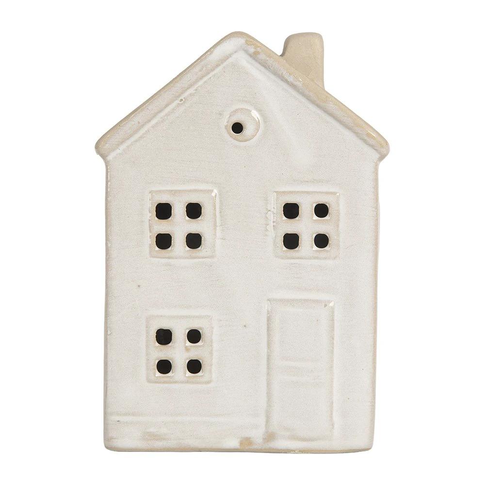 Decoration house with LED 8x5x12 cm Beige ceramics by Clayre & Eef.