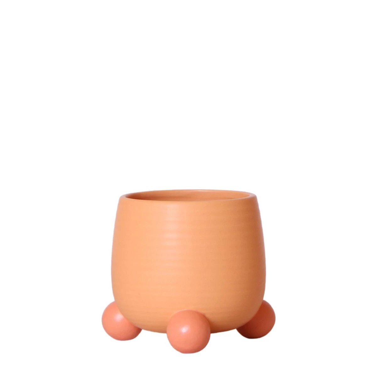 Hummingbird Home | Rolling peach flower pot - Peach colored ceramic decorative pot Ø9cm by Kolibri Company