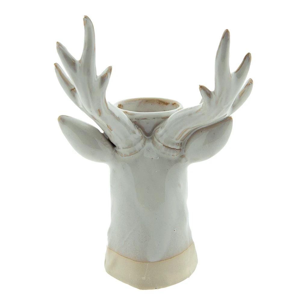 Tealight holder Reindier 21 cm Beige Brown Porcelain Waxinight holder by Clayre & Eef.