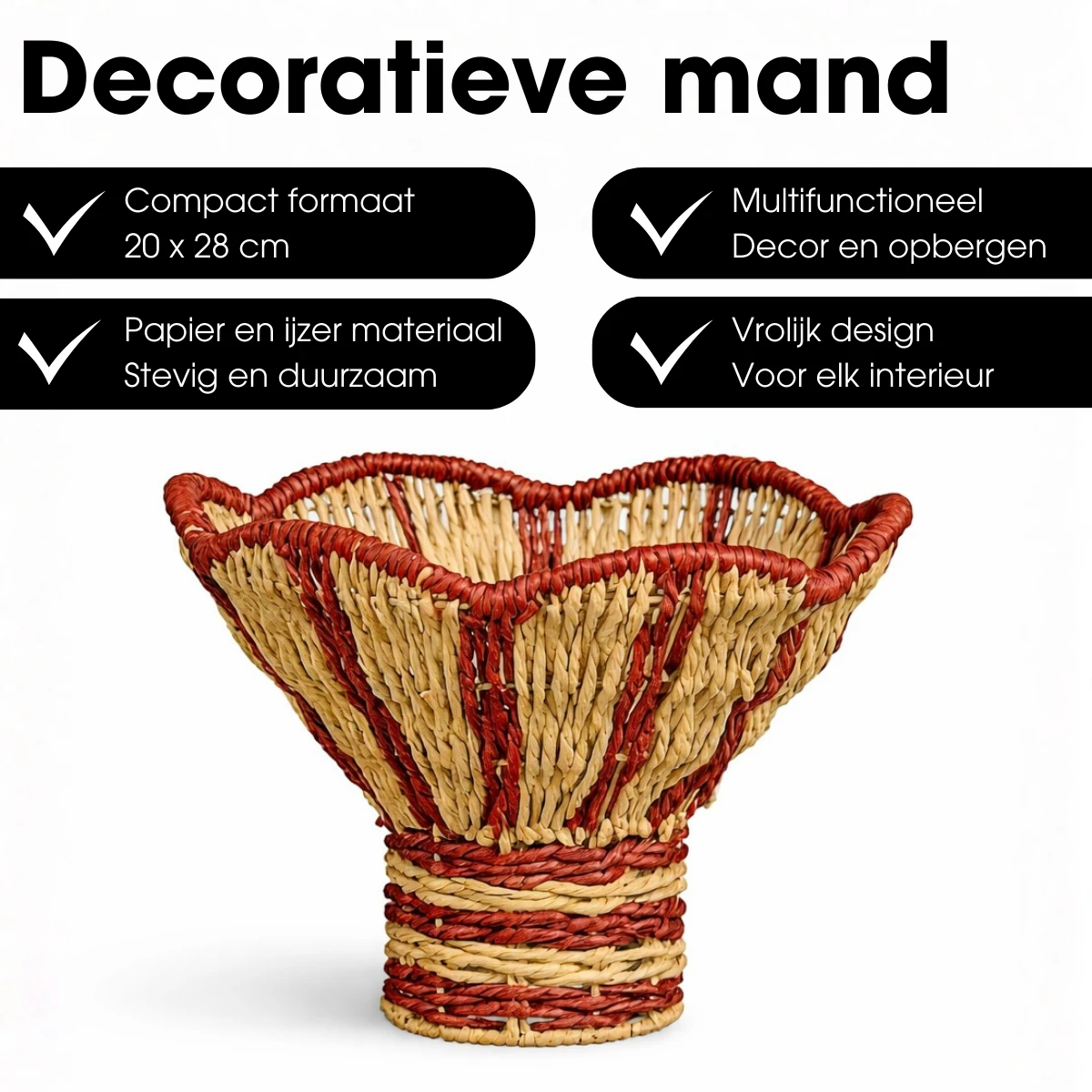 Storage basket Light brown by Mica Decorations