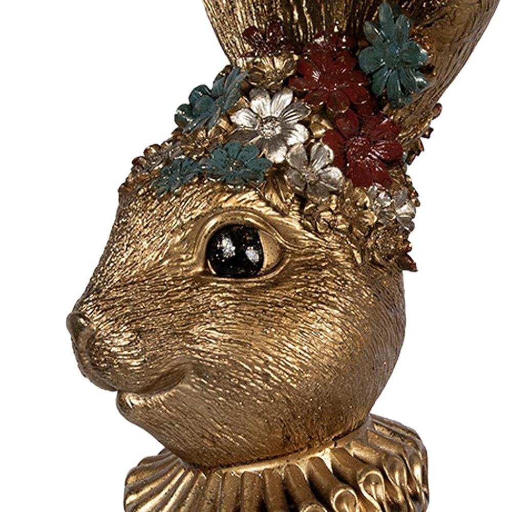 Decoration Statue Rabbit 27x17x51 cm Gold-colored Plastic by Clayre & Eef.