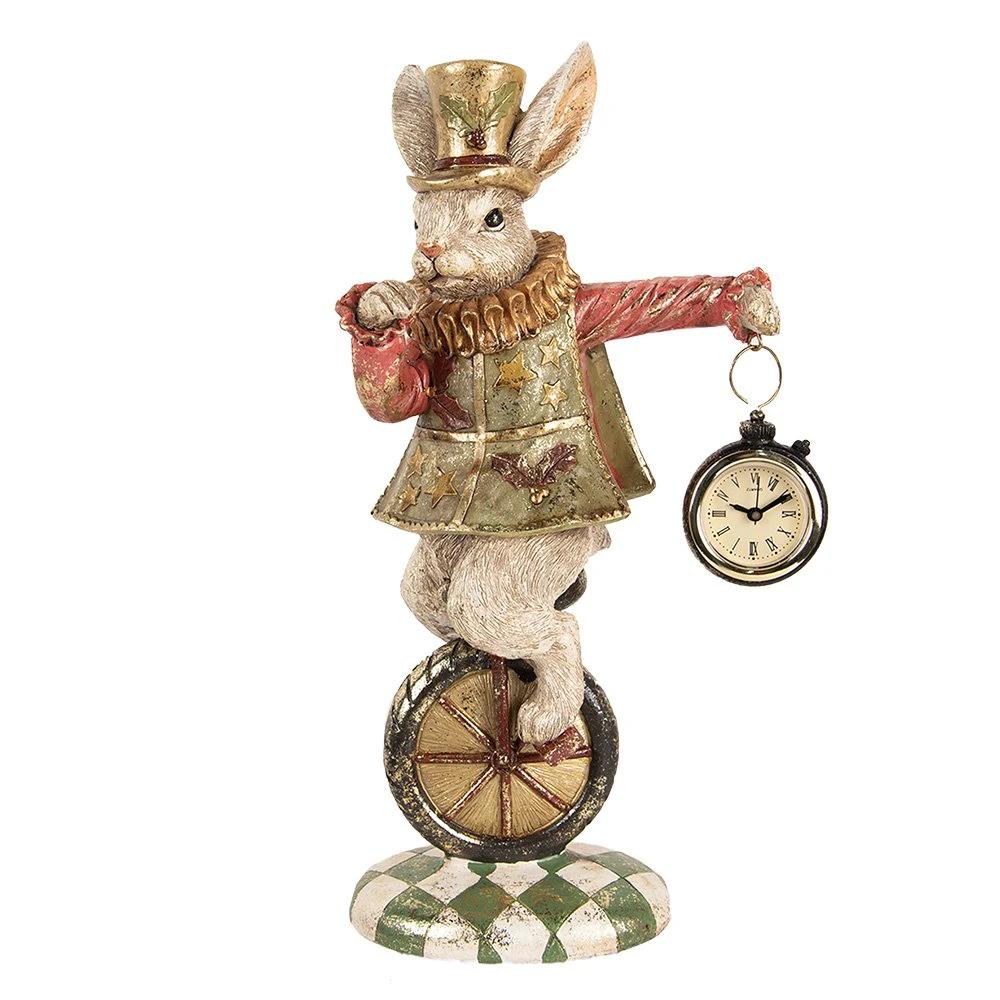 Dekorationsbild Hase 18x10x33 cm weiße Kunststoffuhr von Clayre & Eef.