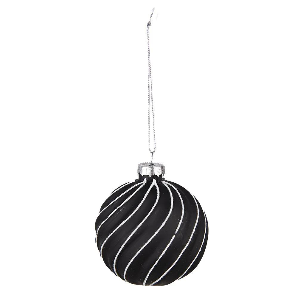 Christbaumkugel-Set mit 4 Stück Ø 8 cm in Schwarzgrau aus Glas, Weihnachtsdekoration von Clayre & Eef.