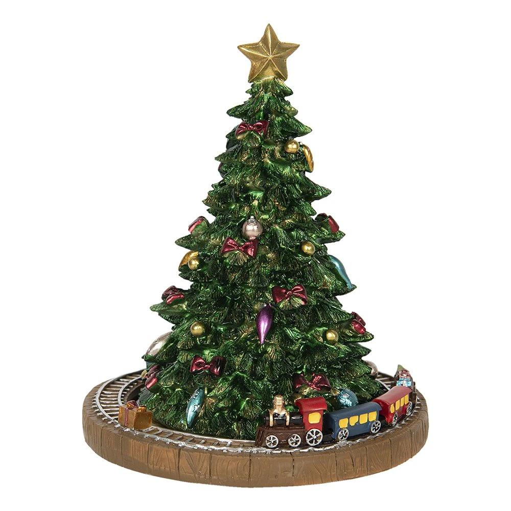 Music box Christmas tree Ø 15x18 cm Green plastic Christmas decoration image by Clayre & Eef.