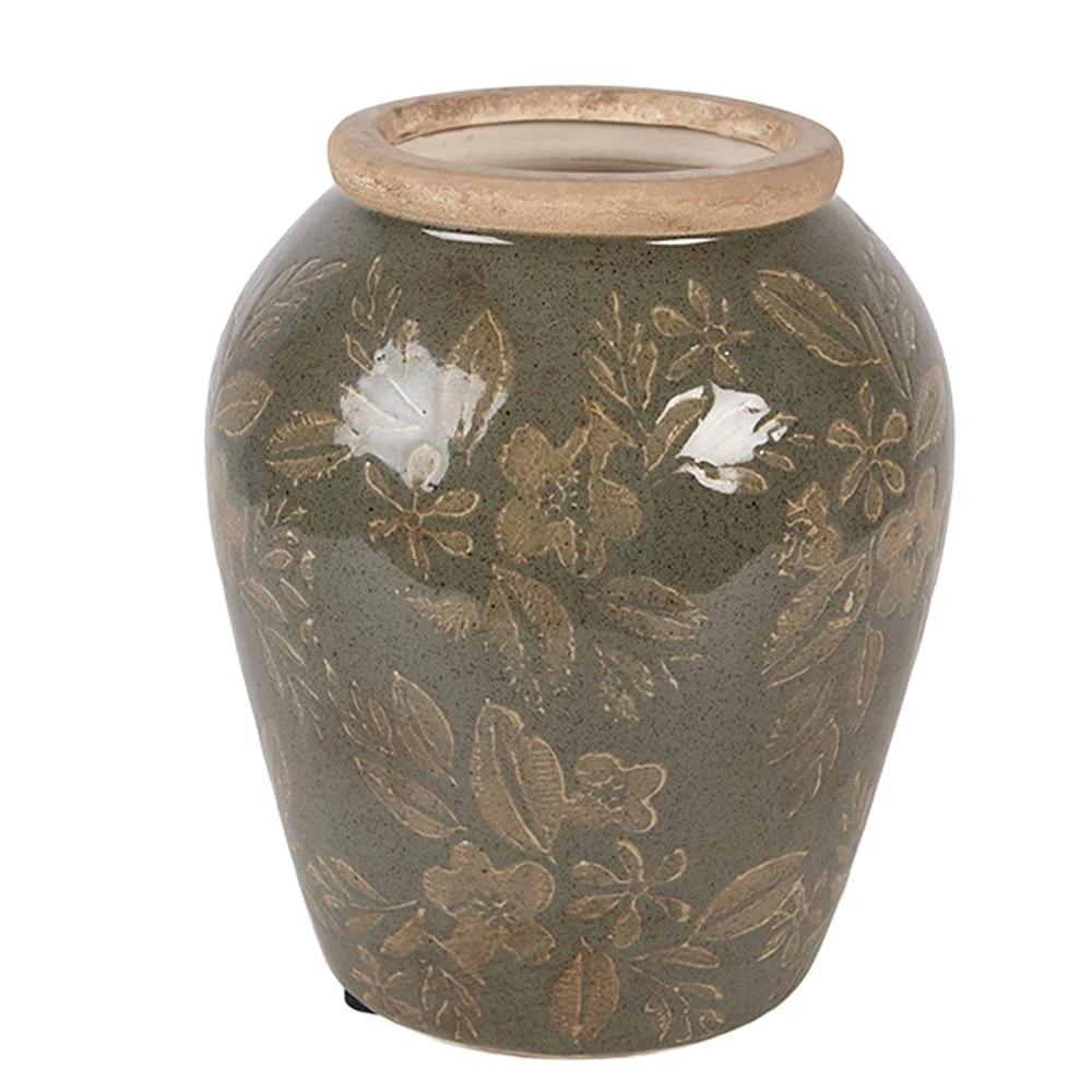 Vase Ø 13x15 cm Green Ceramic by Clayre & Eef.