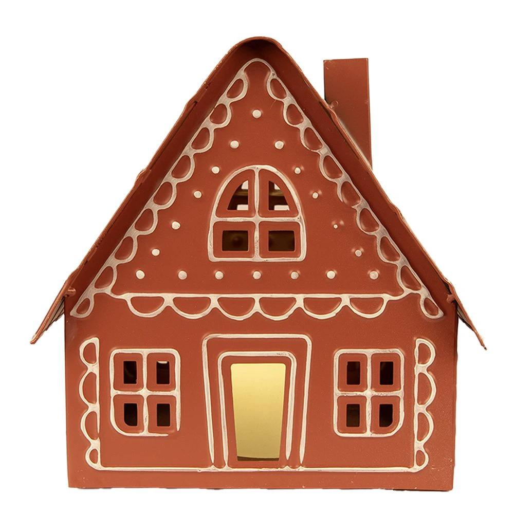 Decoration House with LED 23x18x23 cm/ 3x AAA Brown Metal by Clayre & Eef.