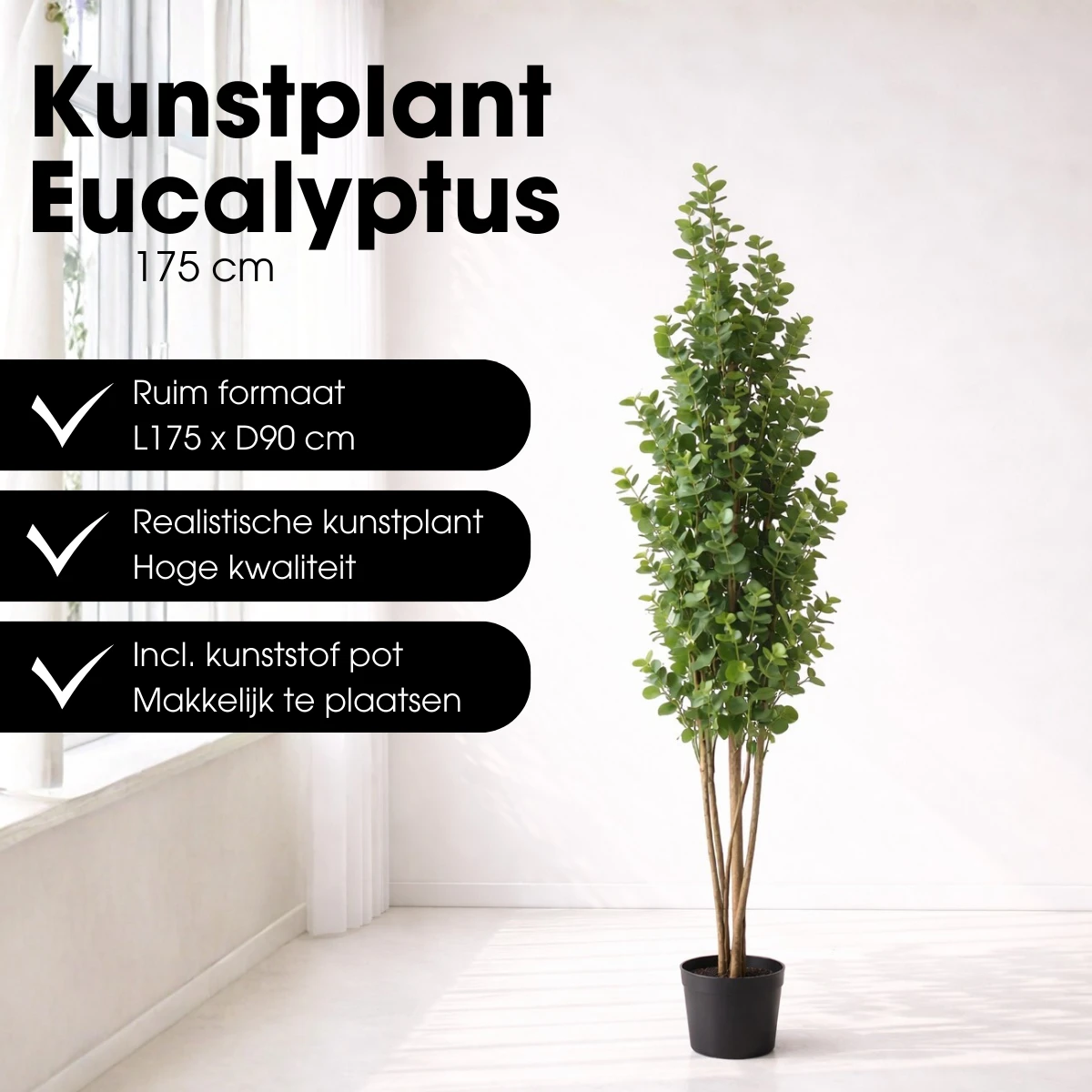 Artificial plant Eucalyptus tree Green by Mica Decorations