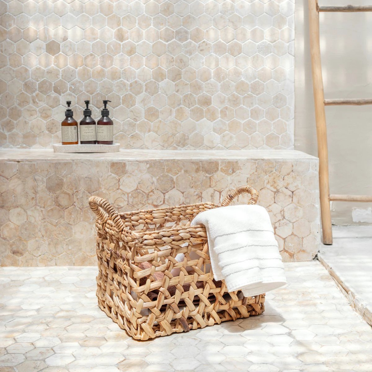 Storage Basket Rectangular Shelf Basket TANGAN Woven by Hand from Water Hyacinth (2 sizes) by Soeji