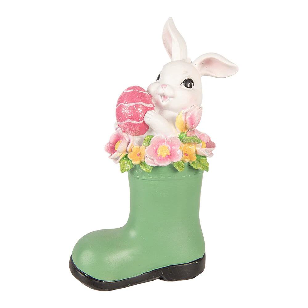 Decoration Statue Rabbit 13x8x20 cm White Plastic by Clayre & Eef.