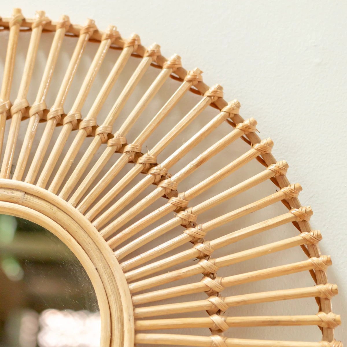 Round Rattan Mirror 58 cm | Handmade Boho Wall Mirror BUMI by Soeji