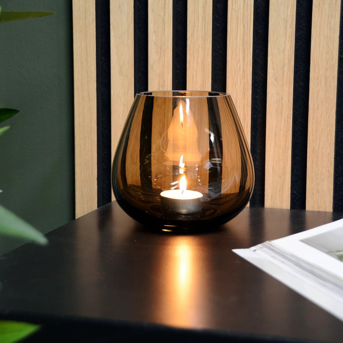 Tea light holder - Tasman XS taupe Ø12.5 x H11.5 cm (set of 2 pieces) by Vase The World