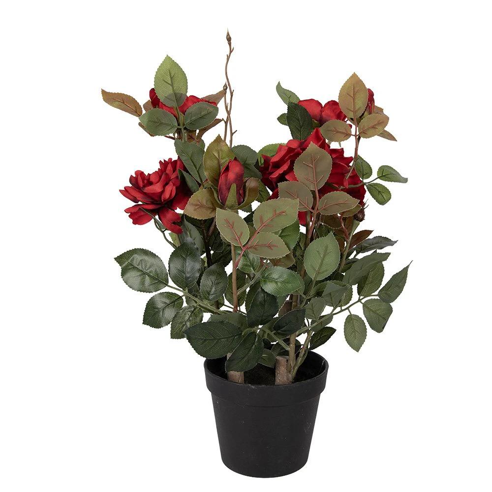 Artificial plant Rose 20x20x55 cm Red Plastic by Clayre & Eef.