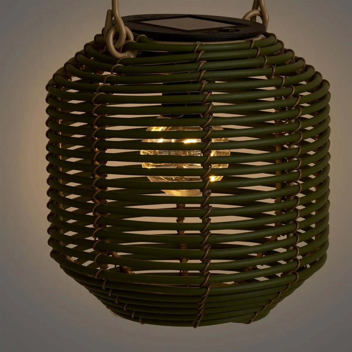 Crewe Lantern, rechargeable with integrated solar panel, green by EMIRELLE
