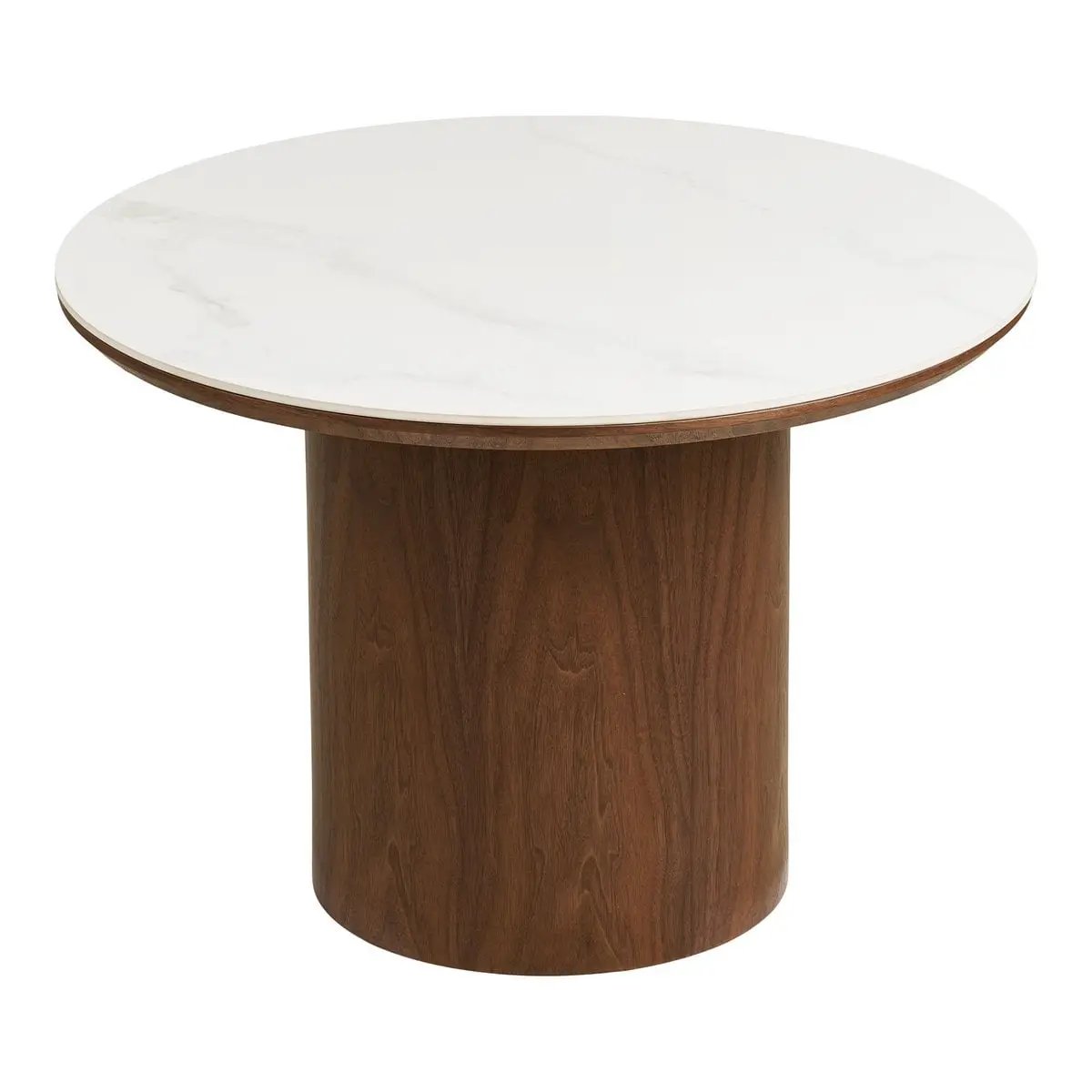 Noli Coffee table, ceramic table top/ash veneer, white/dark brown, ø60x42 cm by EMIRELLE