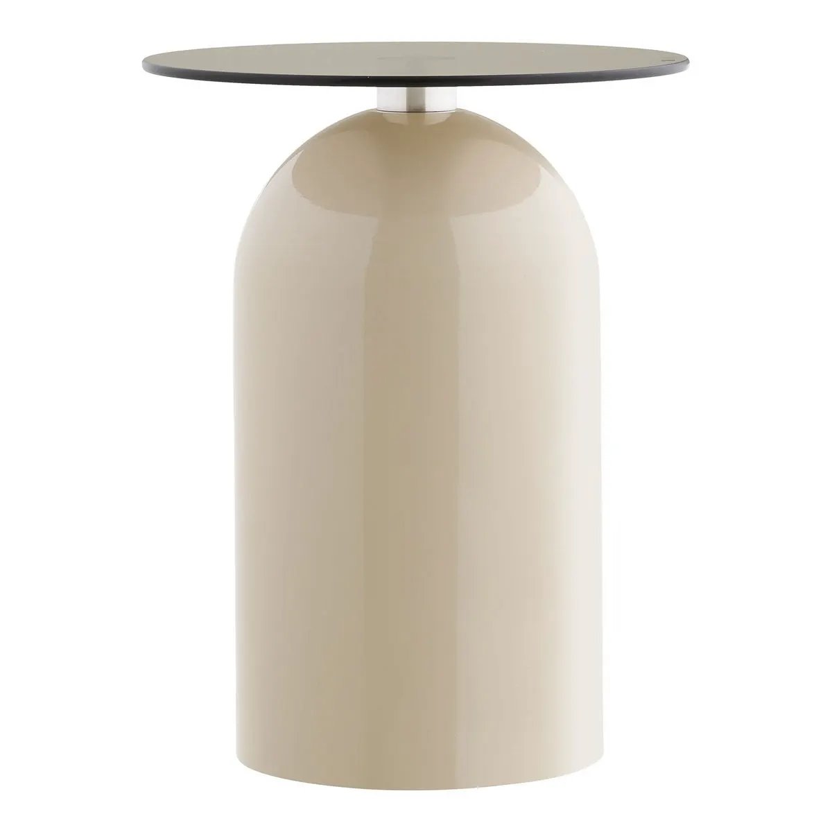 Ravello Side table, tempered glass/metal, grey/beige, ø40x52 cm by EMIRELLE