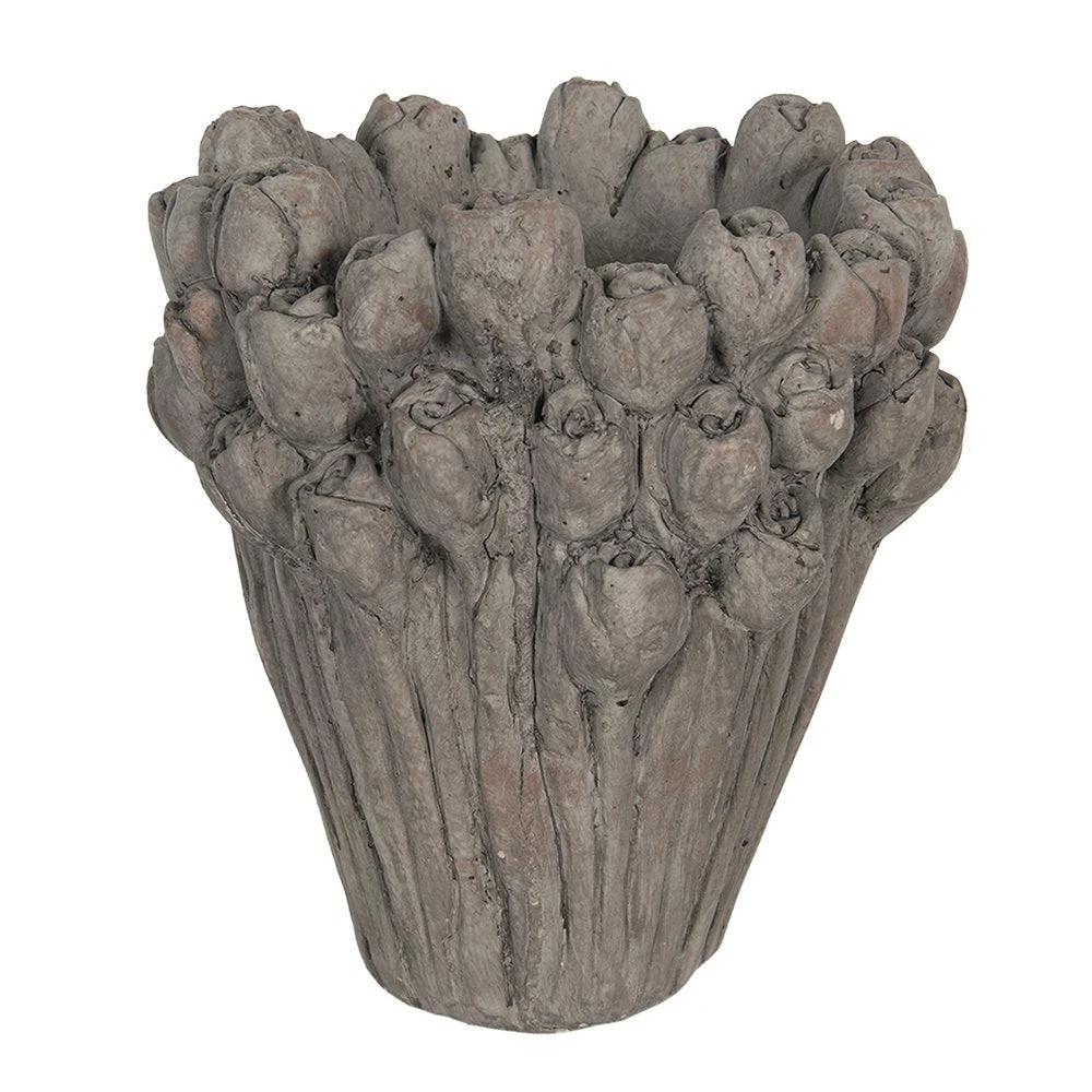 Flowerpot Ø 23x25 cm Gray Stone Flower Pot Inside by Clayre & Eef.