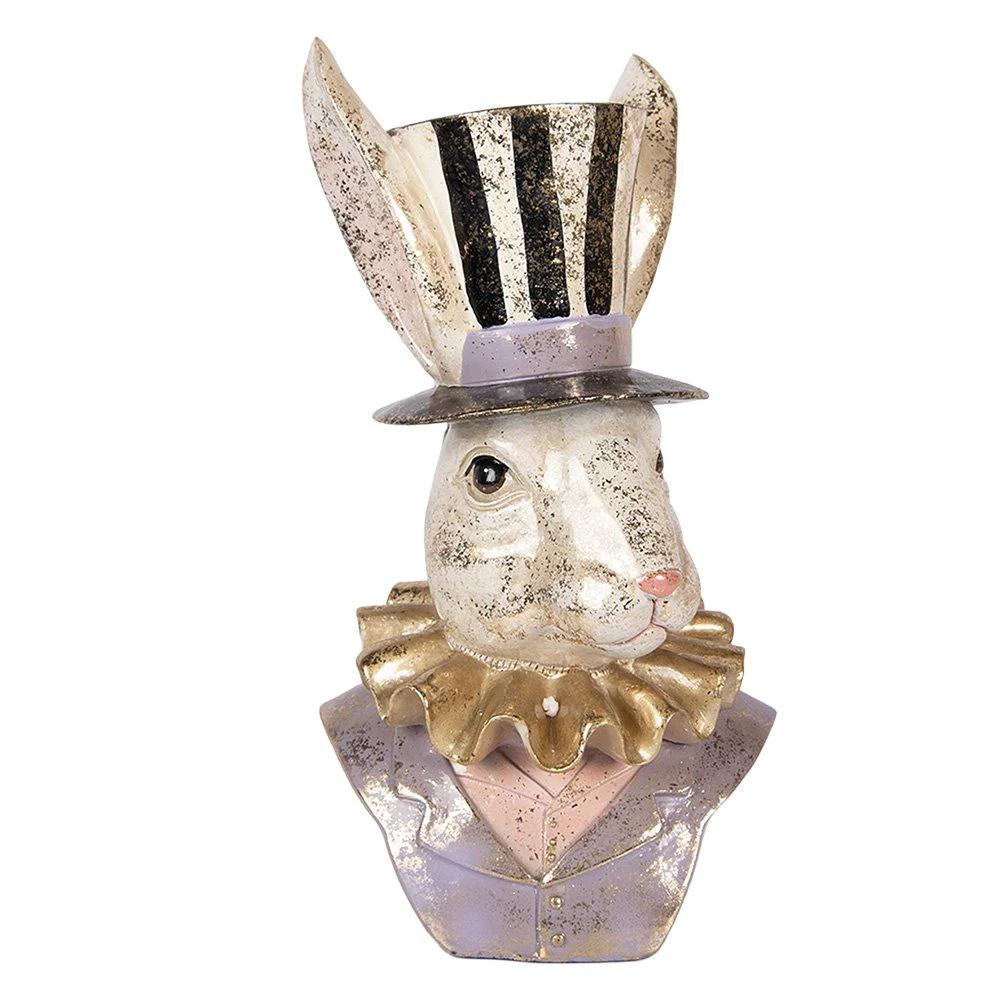 Decoration Statue Rabbit 14x12x27 cm Beige Plastic by Clayre & Eef.