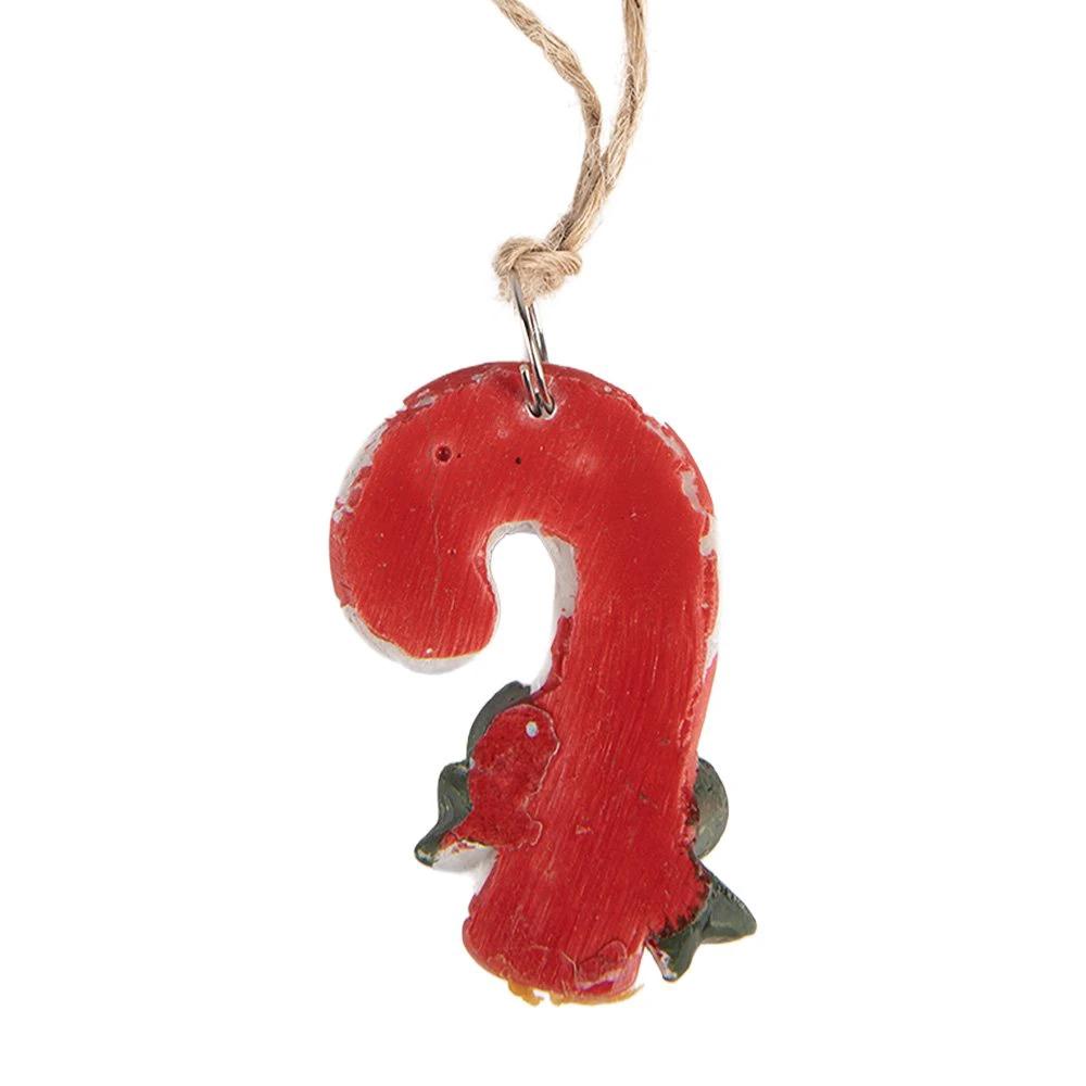 Weihnachtsanhänger Zuckerstange 3x1x5 cm Rot Kunststoff von Clayre & Eef.