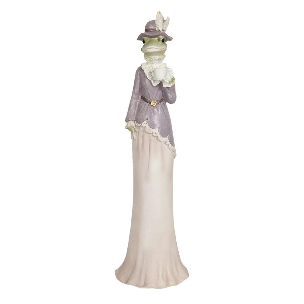 Image frog 7x7x32 cm beige purple plastic by Clayre & Eef.
