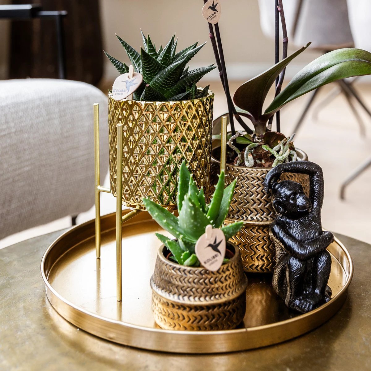 Hummingbird Home | Decorative bowl - Round gold tray Ø30cm by Kolibri Company
