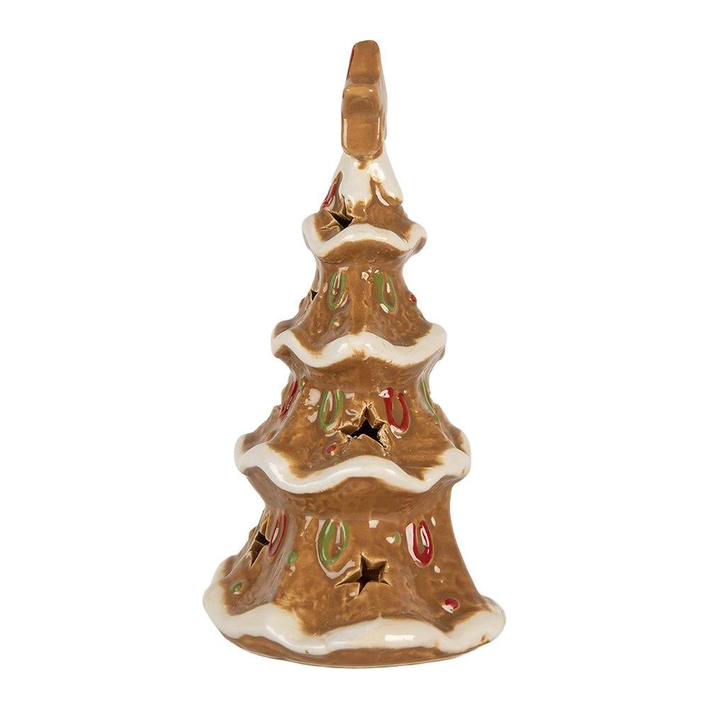 Tea light holder Christmas tree 11x8x17 cm Brown Ceramic by Clayre & Eef.