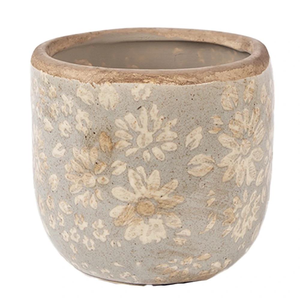 Blumentopf Ø 10x9 cm graue Keramik von Clayre & Eef.