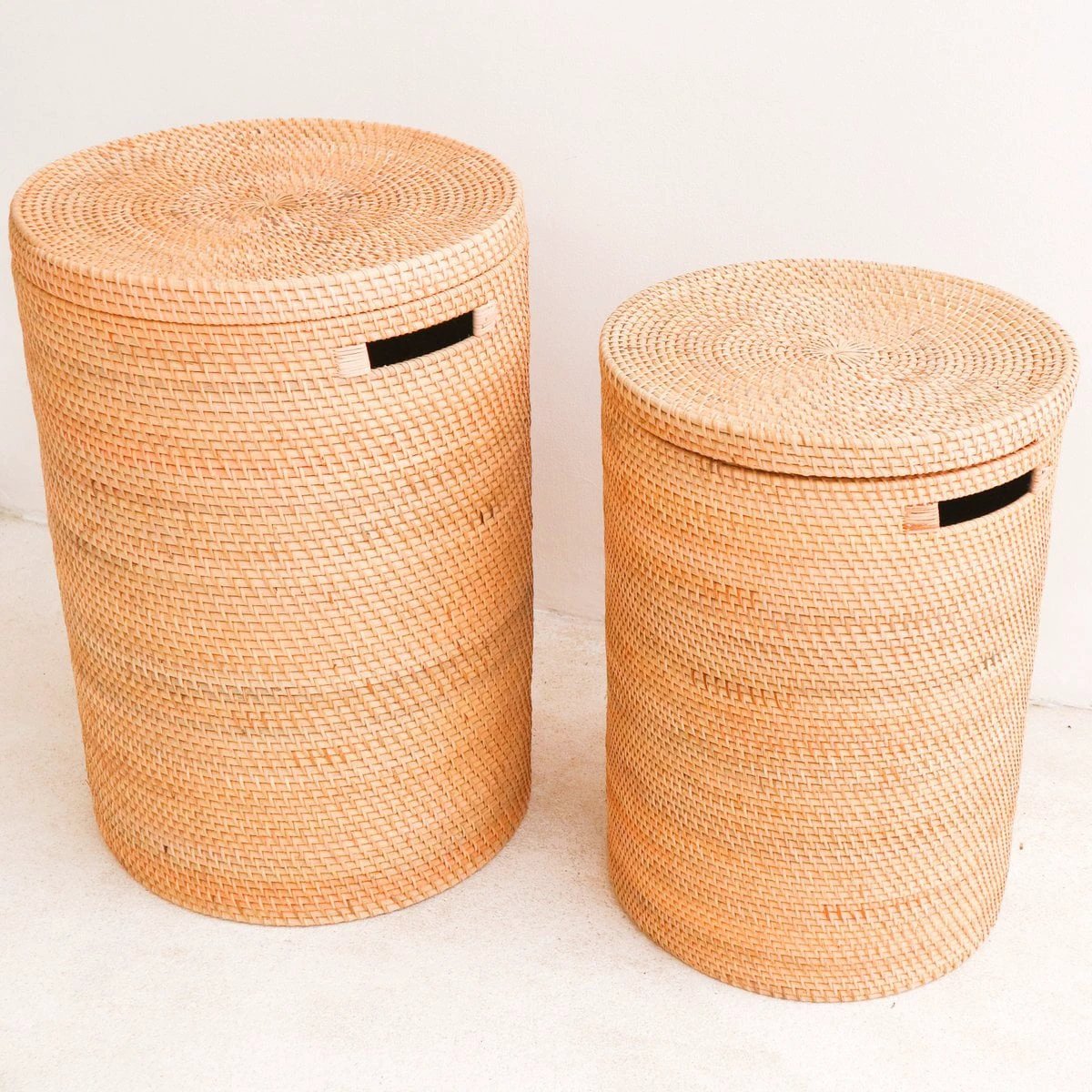 Laundry Basket with Lid Storage Basket made from Rattan SARI (2 sizes) by Soeji