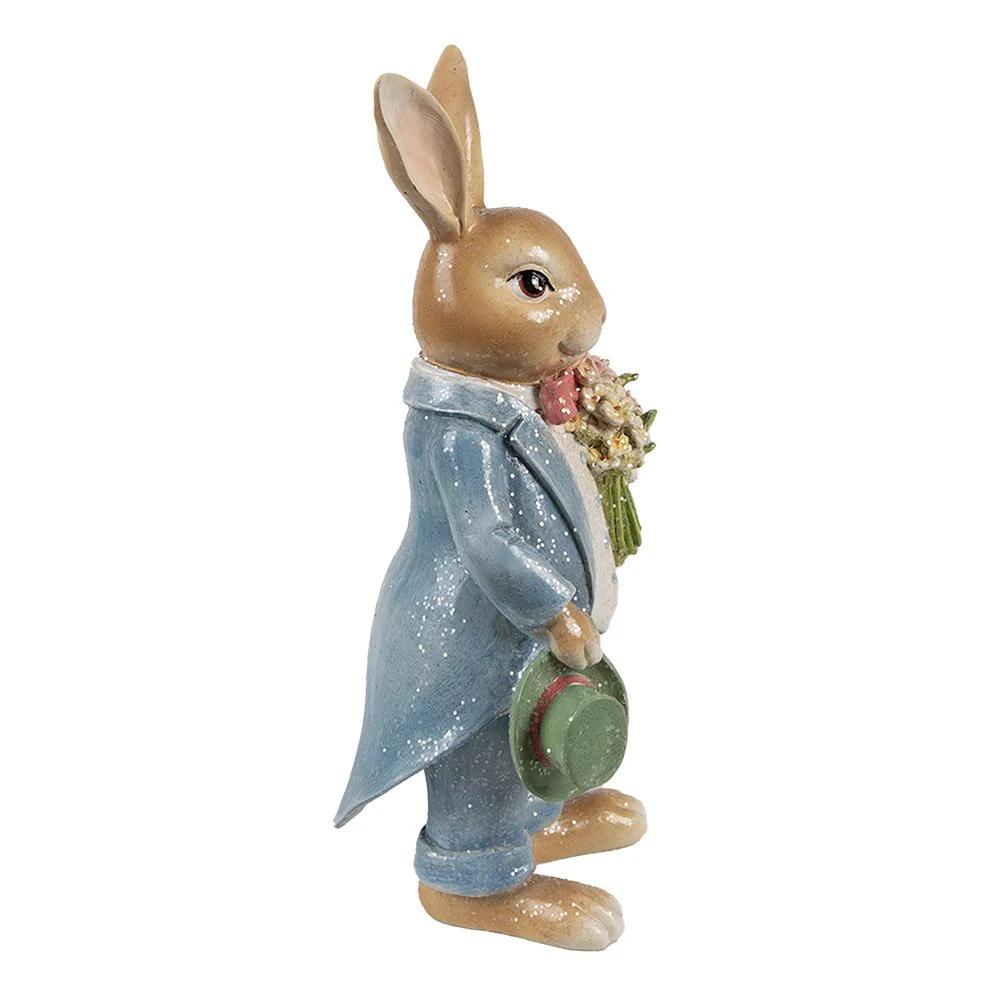 Decoration image rabbit 26 cm brown blue plastic by Clayre & Eef.