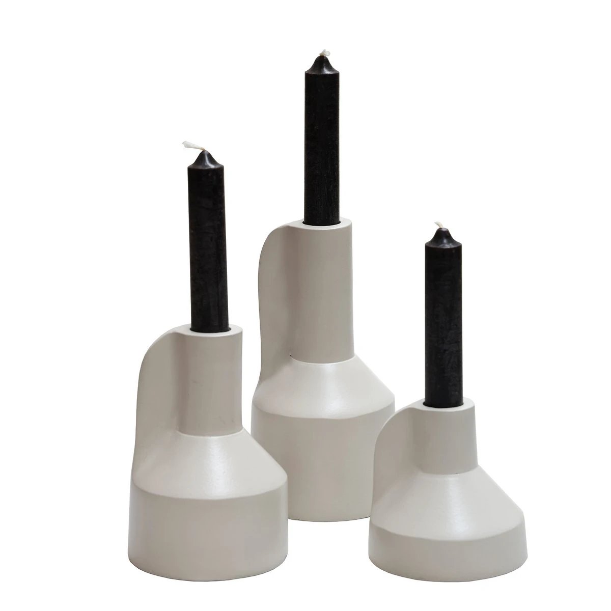 Kaarshouder – Alota ivory Ø9 x H17/13/9 cm — set van 3 by Vase The World