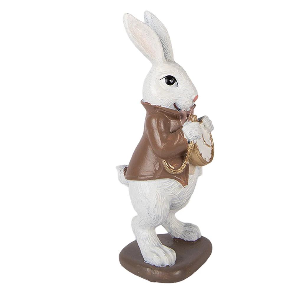 Decoration Statue Rabbit 7x7x16 cm White Plastic by Clayre & Eef.