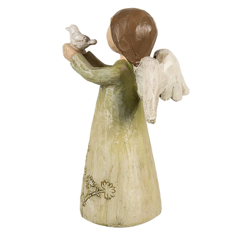 Decoration Statue Angel 12 cm Green Polyresin Christmas Decoration by Clayre & Eef.