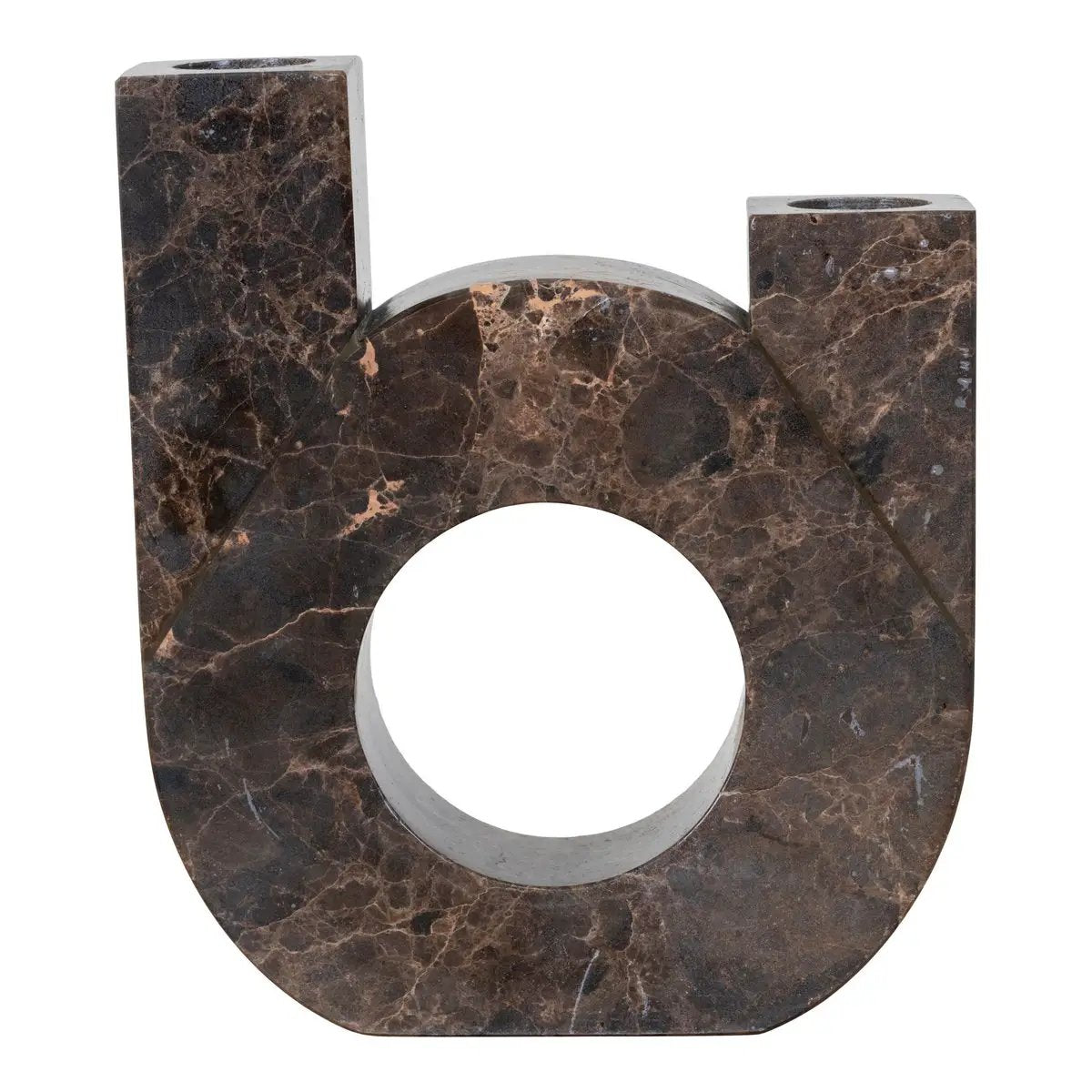 Candle Holder - Marble, Brown, 12x3.5x14cm by EMIRELLE