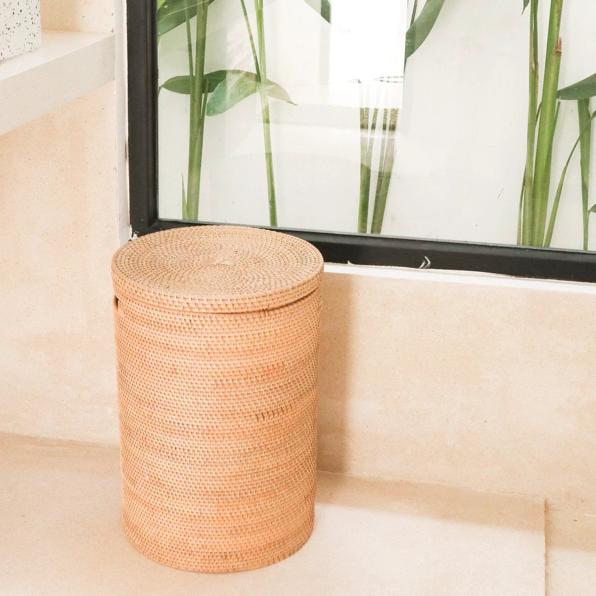Laundry Basket with Lid Storage Basket made from Rattan SARI (2 sizes) by Soeji
