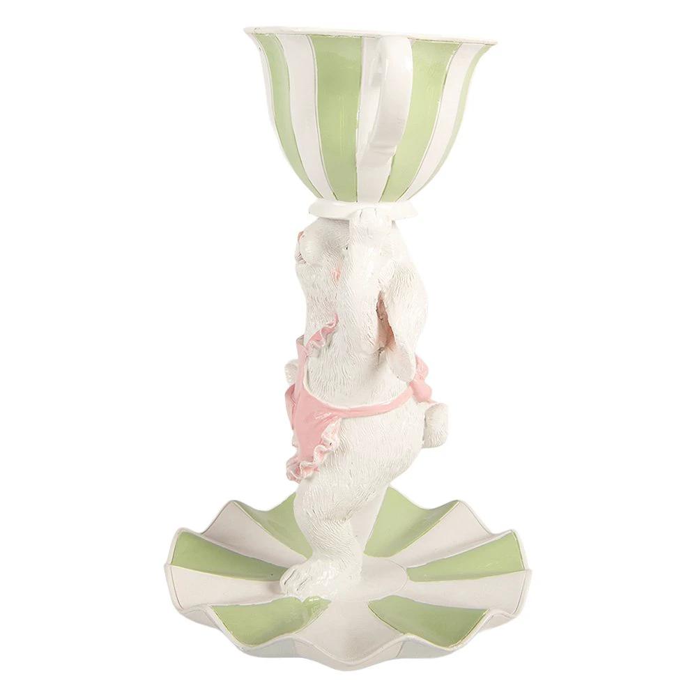 Decoration Statue Rabbit Ø 15x24 cm White Plastic by Clayre & Eef.