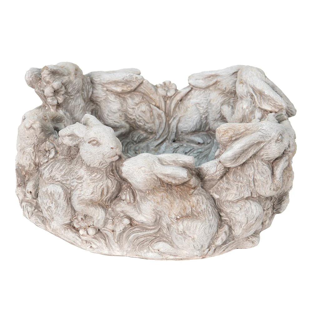 Blumentopf Hase Ø 27x12 cm Beige Stein Pflanzenhalter von Clayre & Eef.