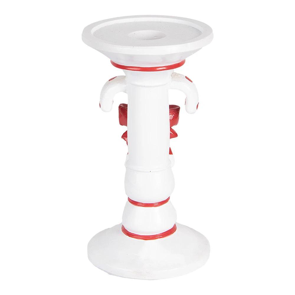 Candlestick Ø 9x18 cm white plastic by Clayre & Eef.