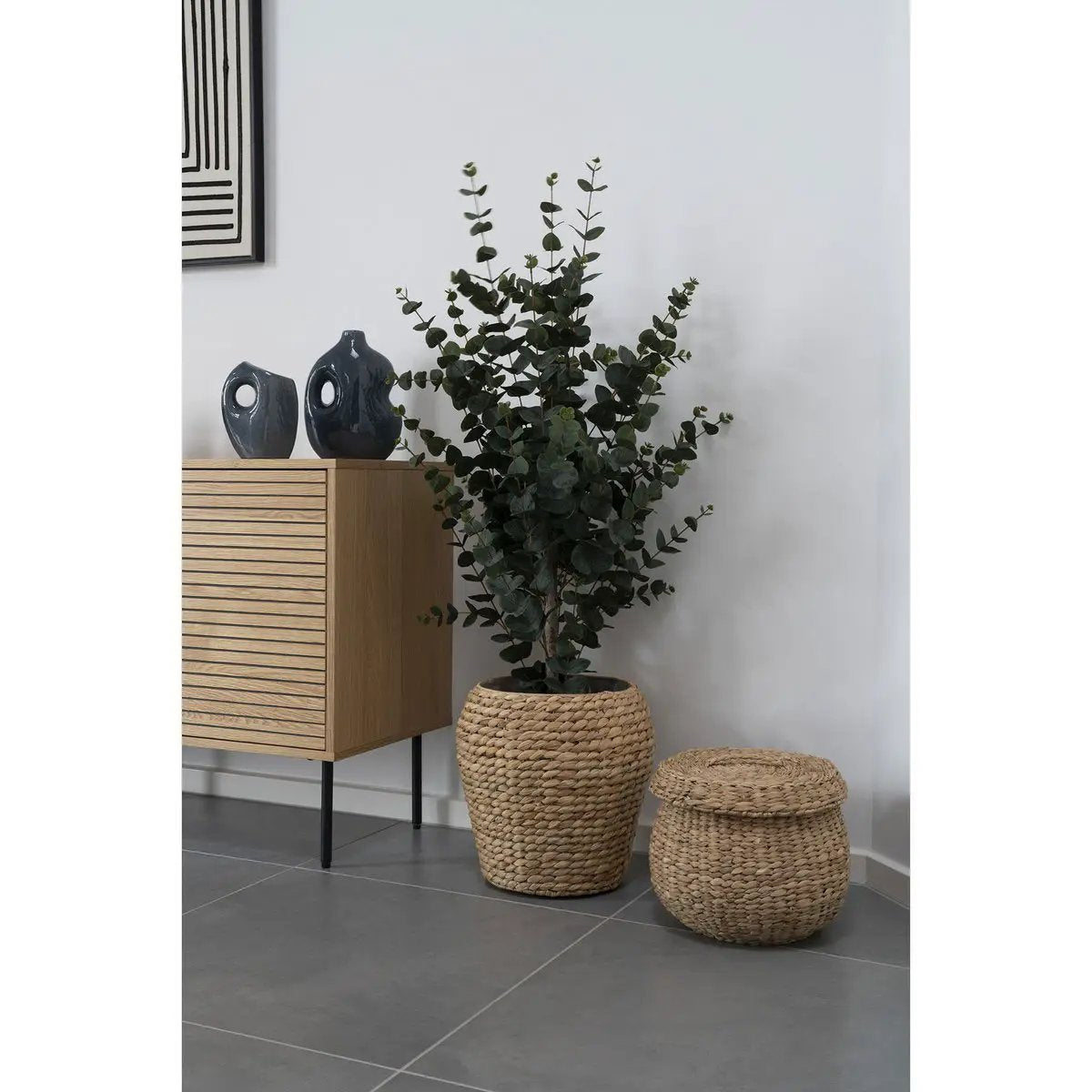Eucalyptus Tree - Green, PE Plastic, Polyester, Wire, Cement, 120cm by EMIRELLE