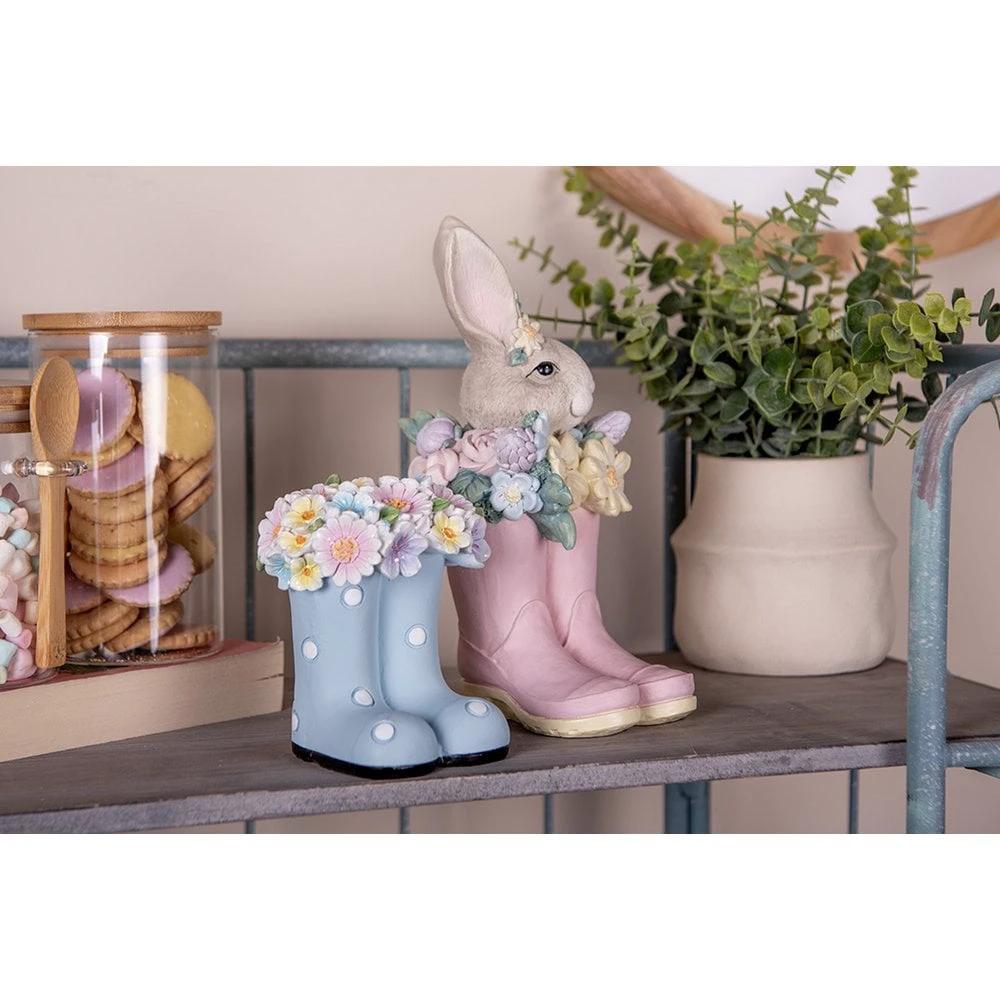 Decoration image rabbit 13x13x23 cm beige pink plastic by Clayre & Eef.