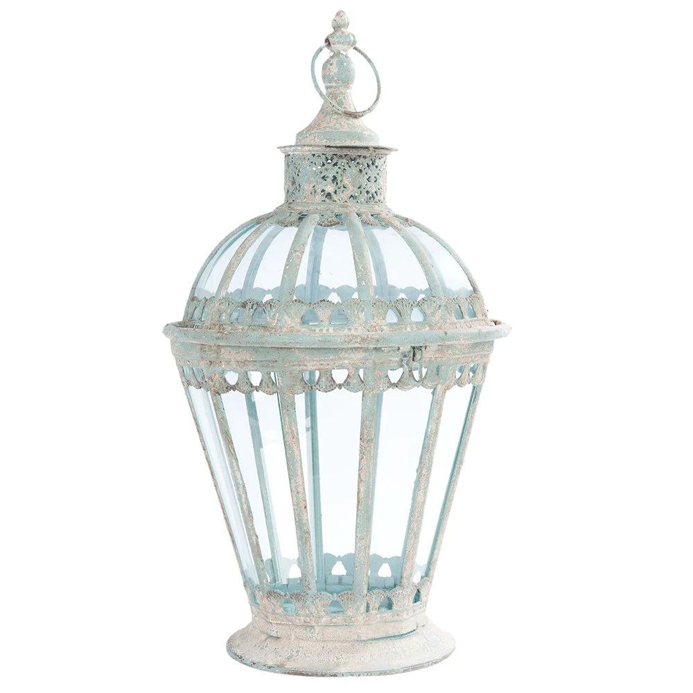 Lantern Ø 29x55 cm white iron candle holder by Clayre & Eef.