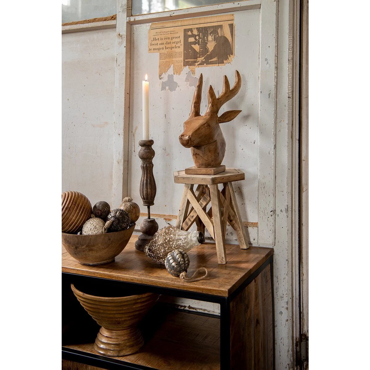 Weihnachtskugel Ø 12 cm Braun Holz Weihnachtsbaumdekoration von Clayre & Eef.
