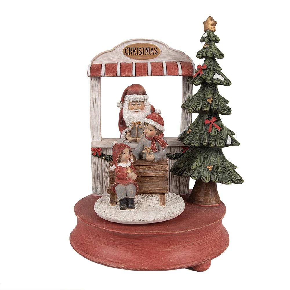 Music box Santa Claus 24 cm Red Polyresin Christmas decoration by Clayre & Eef.