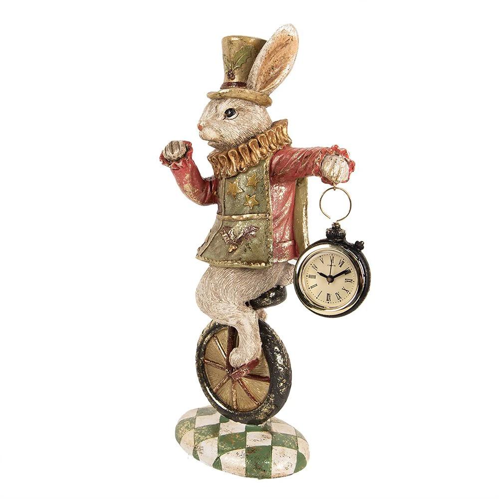 Dekorationsbild Hase 18x10x33 cm weiße Kunststoffuhr von Clayre & Eef.