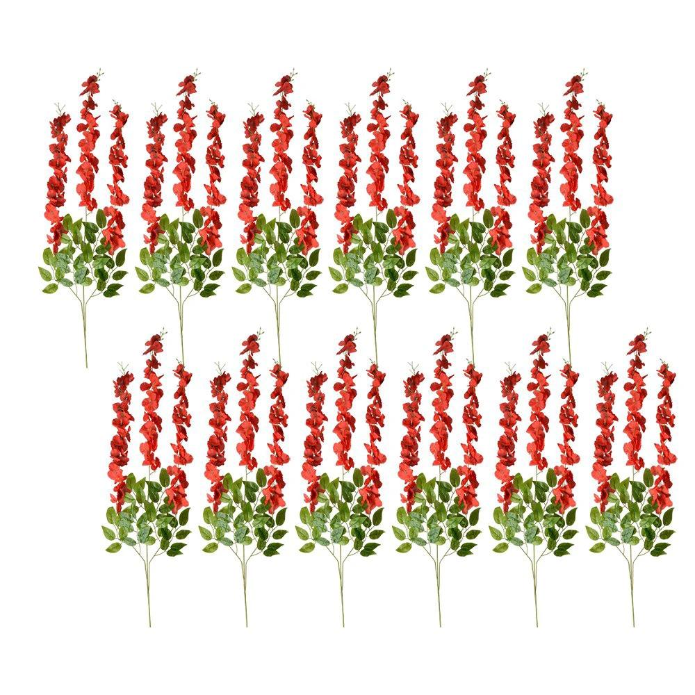Artificial Flowers Set of 12 110 cm Red Plastic by Clayre & Eef.