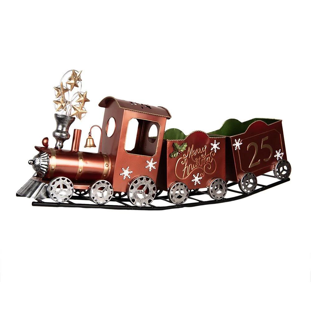 Christmas Decoration Sculpture Train 79x15x37 cm Red Metal by Clayre & Eef.
