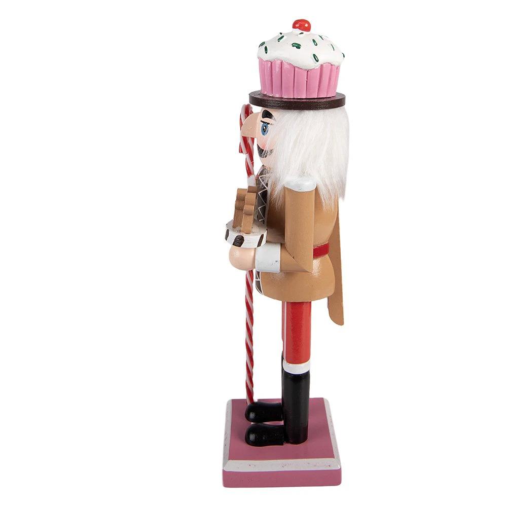 Christmas Decoration Statue Nutcracker 8x7x25 cm Brown Wood by Clayre & Eef.