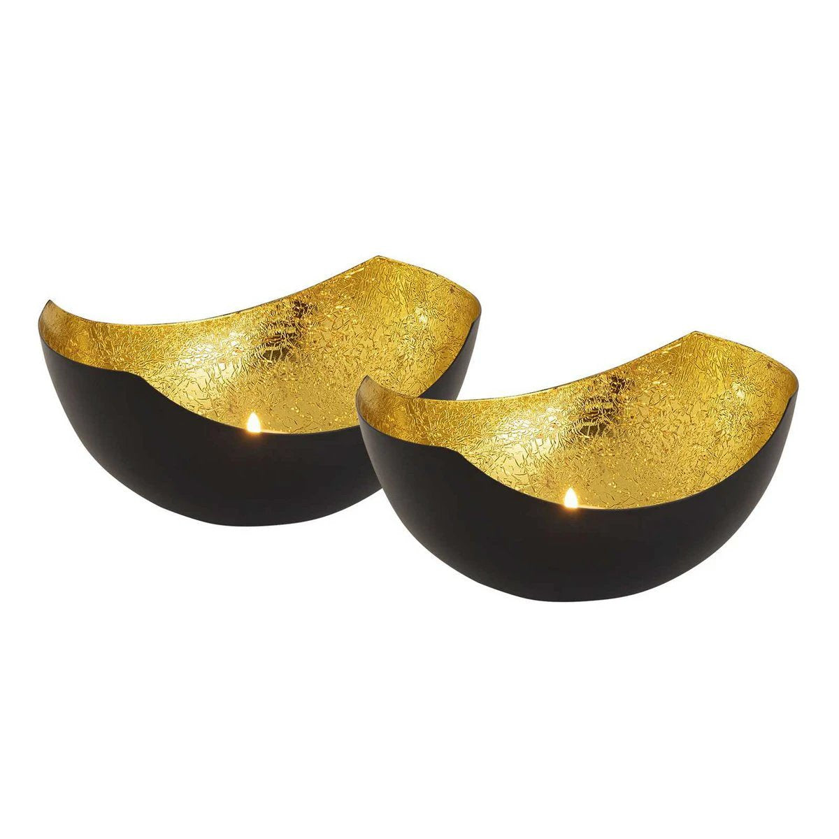Candle holder set 2-part tealight holder love shell shape black matt gilded inside by Voglrieder kreatives Wohnen