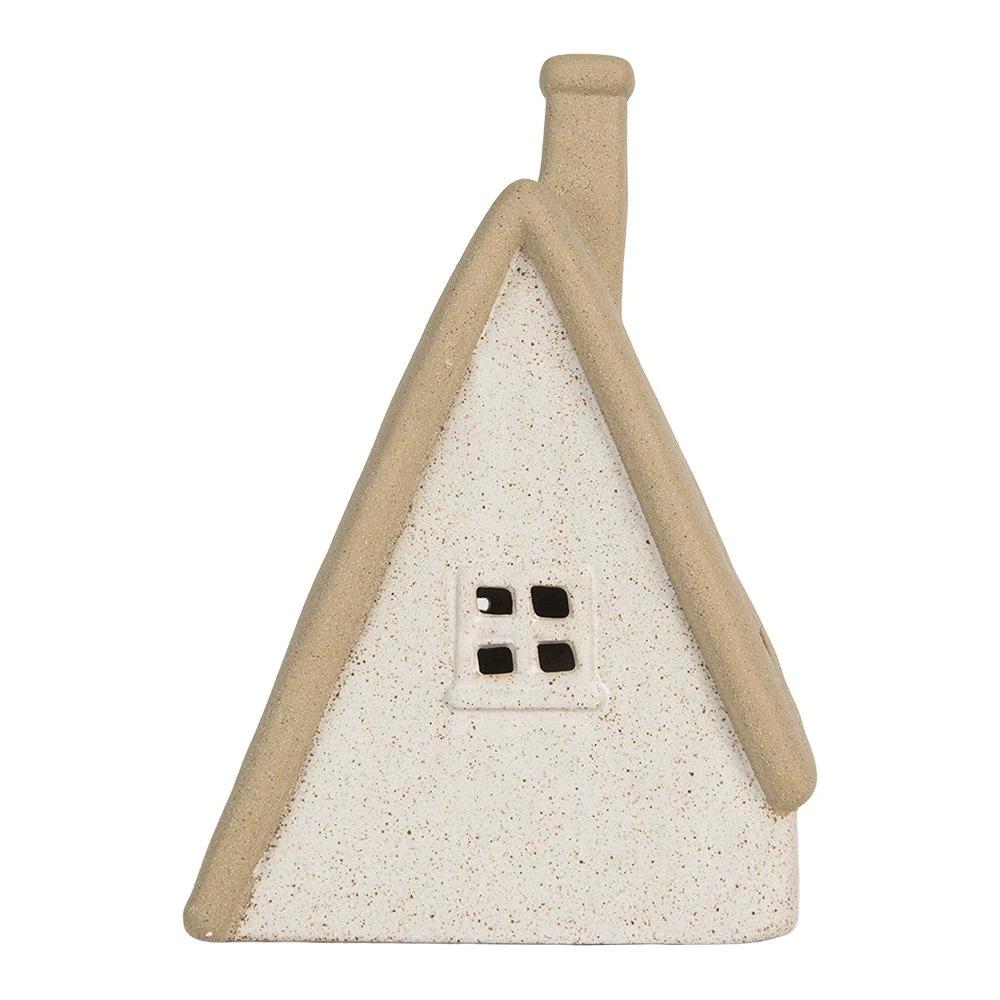 Decoration house with LED 9x7x13 cm beige ceramics by Clayre & Eef.