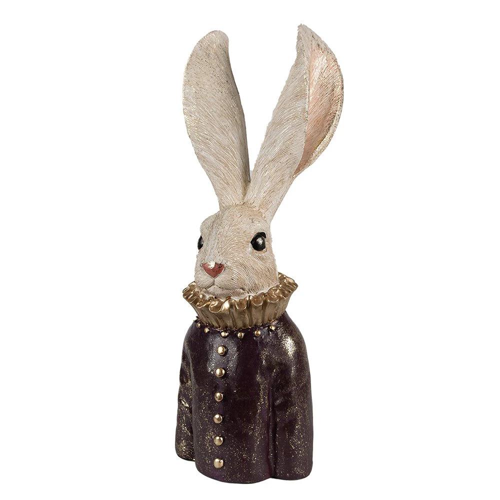 Rabbit statue 42 cm White Gold-colored Polyresin Easter decoration by Clayre & Eef.